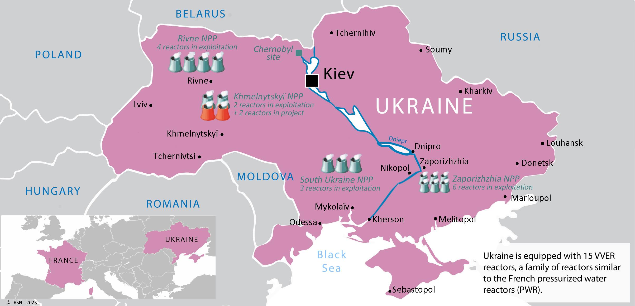 Map on nuclear installations in Ukraine